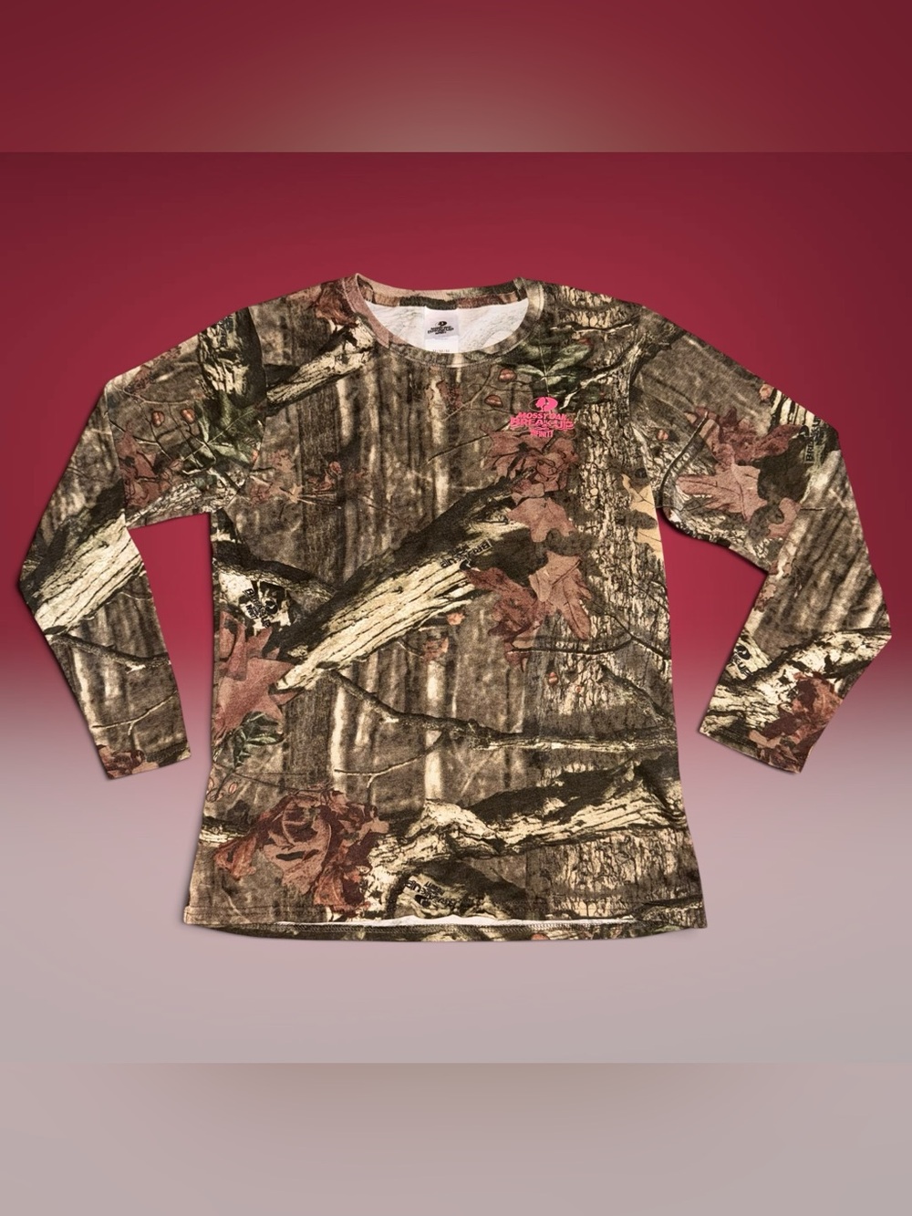 Mossy Oak Break-Up Infinity Camo Long Sleeve Shirt Pink Logo (Women's Medium)